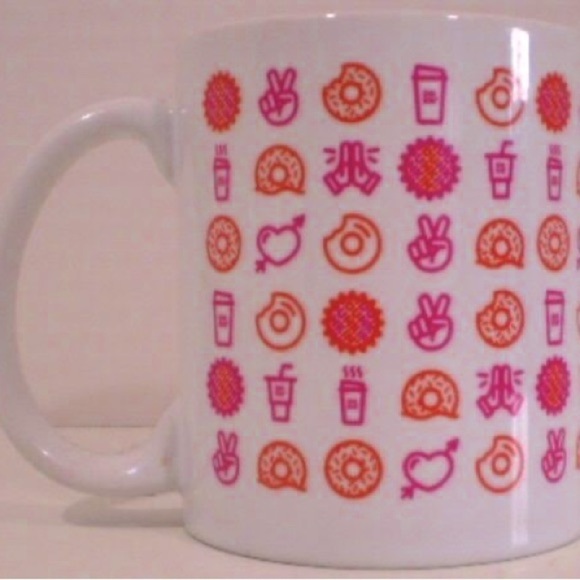 Dunkin Donuts Peace Love & Donuts Ceramic Coffee Mugs Set of 2 - Picture 6 of 7